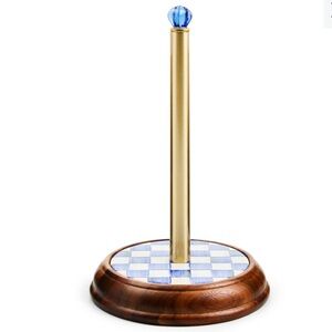 MacKenzie-Childs NWOT Blue and White Royal Check Paper Towel Holder